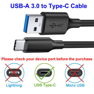 Cablu USB 3.0 la tip C Unidopro, metal/PVC, negru/argintiu, 200 cm