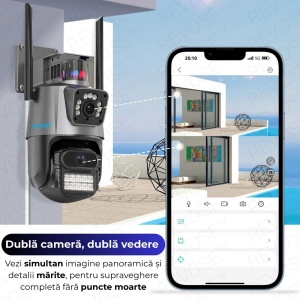 Camera de Supraveghere Video DualLens REVOSE™ 6MP, Aplicatie Dedicata, Intelligent Tracking, PTZ, WIFI, Lan, AP hotspot, Micro SD, Rotire, Senzor si Alarma miscare, Comunicare Bidirectionala, Exterior - Img 5