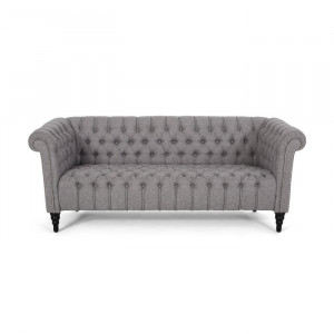 Canapea Chesterfield, gri, 75 x 184 x 76 cm - Img 6