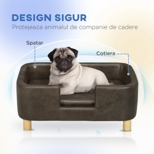 Canapea pentru animale Re-Bloom, lemn/spuma, maro inchis, 74 x 48,5 x 31 cm, Resigilat, Grad A - Img 4