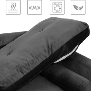 Canapea Vasagle, 3 locuri, catifea/lemn/metal, gri/auriu, 78 x 88 x 183 cm