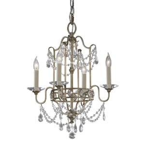 Candelabru Avenida, 4 lumini, metal/sticla/cristal, auriu, 54 x 41,3 x 206,5 cm