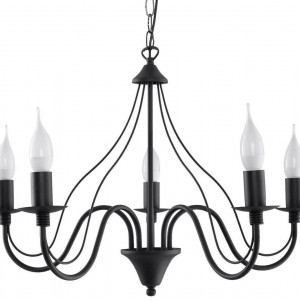 Candelabru Minerwa, 5 lumini, metal, negru, 60 x 60 x 80 cm