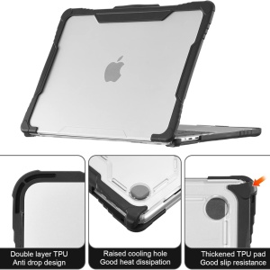 Carcasa de protectie pentru MacBook Air M2 A2681 2022 Blueswan, TPU/PC, negru/transparent, 13,6 inchi