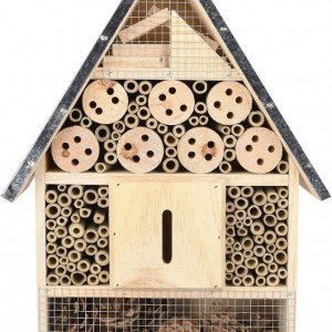 Casa pentru albine Navaris, lemn/metal, natur/argintiu, 23 x 7 x 40 cm - Img 3
