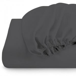 Cearsaf de pat cu elastic gri inchis, 152 x 200 cm - Img 2