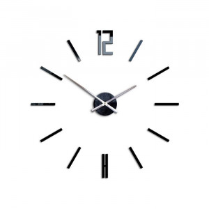 Ceas de perete Carlo XXL, sticla, negru, 75 x 75 x 3 cm - Img 1