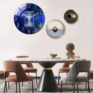 Ceas de perete Cooltto, sticla/metal, albastru inchis/alb, 26 x 26 x 0,4 cm - Img 3