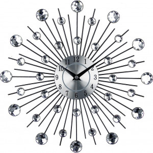 Ceas de perete Menoher, metal/plastic, argintiu/transparent, 33 x 33 cm