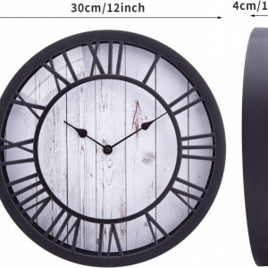 Ceas de perete VIVILINEN, plastic, gri/negru, 30 x 30 x 4 cm - Img 5