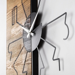 Ceas decorativ de perete, lemn 100% 3cm/metal, 58x3x58 cm, 3.65 kg, maro/negru - Verificat A · Re-Bloom - Img 3