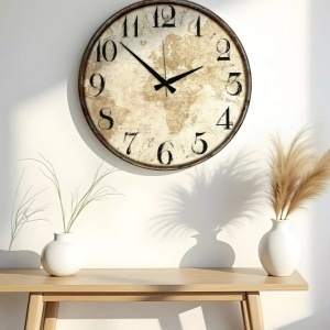 Ceas decorativ de perete MDF 100% grosime 5mm, 50x50 cm, maro/negru - Verificat A · Re-Bloom - Img 2