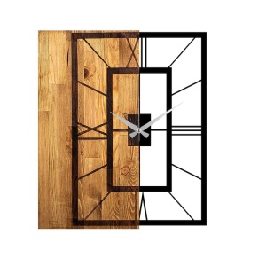 Ceas decorativ de perete Re-Bloom, metal/lemn, maro/negru, 49 x 3 x 58 cm