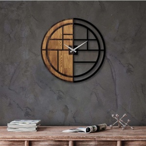 Ceas decorativ de perete Wallity, lemn, 56x3x56cm, Maro/Negru - Verificat A · Re-Bloom - Img 5