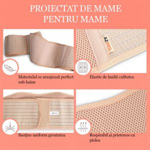 Centura abdominala pentru gravide AZMED, textil, bej, marime universala