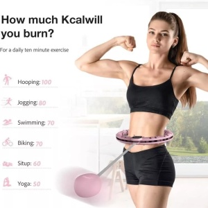 Cerc inteligent Bubbacare Hula Hoop,16 sectiuni detasabile, afisaj digital, roz, 121 cm