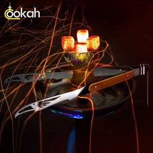 Cleste pentru gratar Cookah, otel inoxidabil/bambus, argintiu/negru, 30 cm