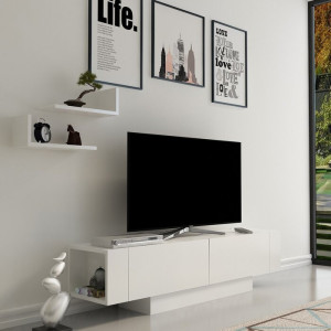 Comoda TV Amariona, MDF, alba, 150 x 41,6 x 29,5 cm - Img 2