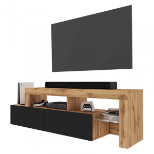 Comoda TV Guernon, lemn fabricat, natur/negru, 172 x 33 x 49,5 cm