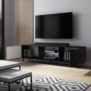 Comoda TV Lefyr, MDF, negru, 140 x 40,5 x 31,3 cm - Img 3