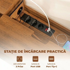 Comoda TV suspendata Re-Bloom, PAL, 120x24x22.4 cm, pana la 50", prize AC+USB-A+USB-C, orificii cabluri, 45 kg, nuc - Verificat A · Re-Bloom - Img 6