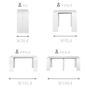Consola/masa dining extensibila alb Helena - Img 9