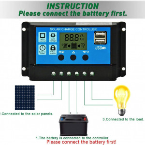 Controller inteligent pentru panoul solar EPEVER, ecran LCD, 20A 12V/24V, negru/albastru, 14,8 x 7,8 x 3,5 cm - Img 8