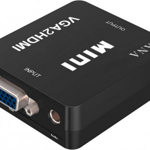 Convertor audio VGA la HDMI Gana, metal/plastic, negru - Img 1