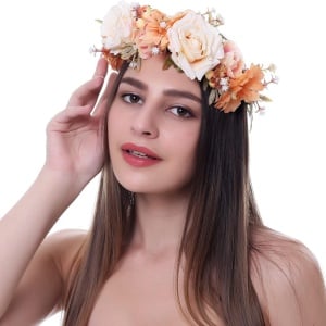 Coronita pentru dama Tiehan, model floral, matase, multicolor