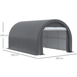 Cort garaj auto portabil 500x300x240 cm, prelata PE impermeabila, cadru otel galvanizat, usa fermoar 206x185 cm, rezistenta vant nivel 4, gri - Verificat A · Re-Bloom - Img 3