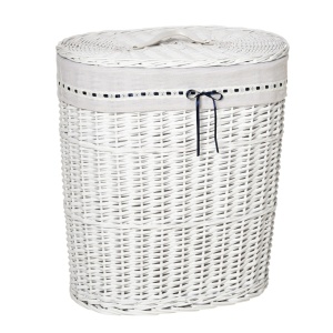 Cos pentru rufe cu sac detasabil, ratan, alb, 51 x 38 x 57 cm, Resigilat, Grad A