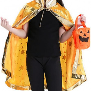 Costum de Halloween Hallojojo, 3 piese, poliester, auriu/portocaliu, potrivit pentru inaltimi de la 90 la 140 cm - Img 3