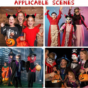Costum pentru copii de Halloween Myybx, textil/plastic/pene, negru/rosu, 3 piese - Img 3