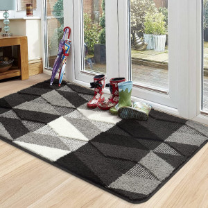Covor de intrare Color&Geometry, poliester, gri/negru/alb, 50 x 80 cm