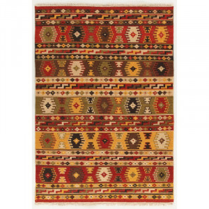 Covor Kilim realizat manual din lana/bumbac, multicolor, 60 x 120 cm