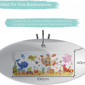 Covoras de baie antiderapant pentru copii BAJOLEM, PVC, multicolor, 100 x 40 cm - Img 5