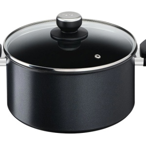 Cratita cu capac Tefal Unlimited, 24 cm, inductie, invelis antiaderent din titan, indicator Thermo-Signal, baza Thermo-Fusion, negru, Resigilat, Grad A