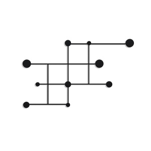 Cuier de perete Re-Bloom, metal, negru, 112 x 64 x 10 cm