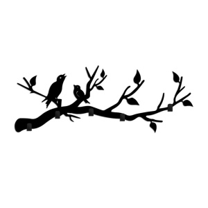 Cuier de perete Re-Bloom, metal, negru, 67 x 27 x 2 cm