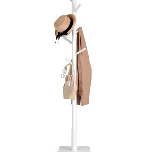 Cuier Vasagle, lemn masiv, alb, 30 x 175 cm, Resigilat, Grad A