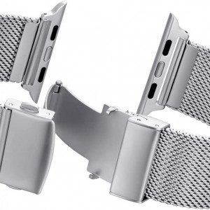 Curea metalica AFEKYY, argintiu, otel inoxidabil, compatibila cu Apple Watch 6/5/4/3/2/1, SE. - Img 5