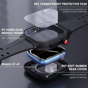 Curea pentru Apple Watch 7 Shellbox, TPU, negru, 41 mm