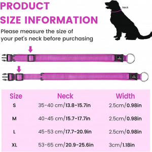 Curea reflectorizanta pentru caini MASBRILL, neopren/nailon, violet, L, 45-53 X 2,5 cm - Img 3