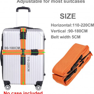 Curele pentru bagaje ZoneYan, nailon, portocaliu, vertical 90-180 cm / orizontal 110-220 cm - Img 5
