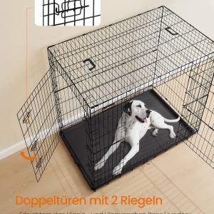 Cusca pliabila pentru caini Feandrea otel/plastic, negru, 122 x 74 x 114 cm, Resigilat, Grad A - Img 3