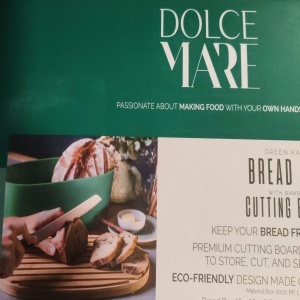 Cutie paine din polipropilena cu capac din bambus, tocator, DOLCE MARE, 38.1x25.4x15.2 cm, dreptunghiulara, Verde, Resigilat, Grad A - Img 6