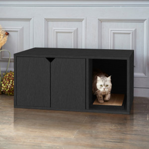 Cutie pentru pisici Patsy, Neagra, 43 x 91 x 52 cm - Img 6