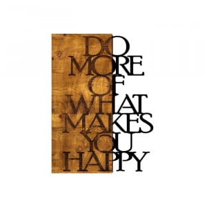 Decor de perete „Do More of What Makes You Happy”, lemn/metal, 58 x 42 cm - Img 1