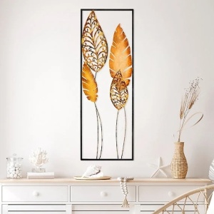 Decor de perete model frunze din metal, 32x90 cm, grosime 1.5mm, multicolor - Verificat A · Re-Bloom