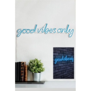 Decor de perete Re-Bloom, Good Vibes Only, LED, PVC, albastru, 76 x 2 x 19 cm - Img 3